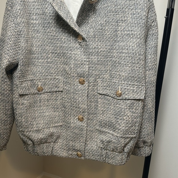 Loft Tweed Oversized Bomber Jacket Relaxed Fit Size Small - Picture 3 of 9